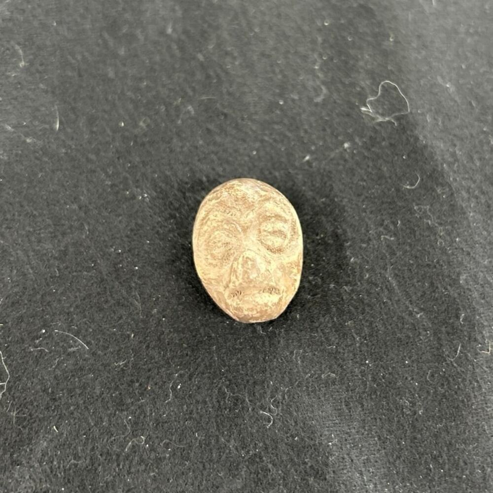 Antique Pre-Columbian Carved Stone Head Relic Primitive Iconic Head